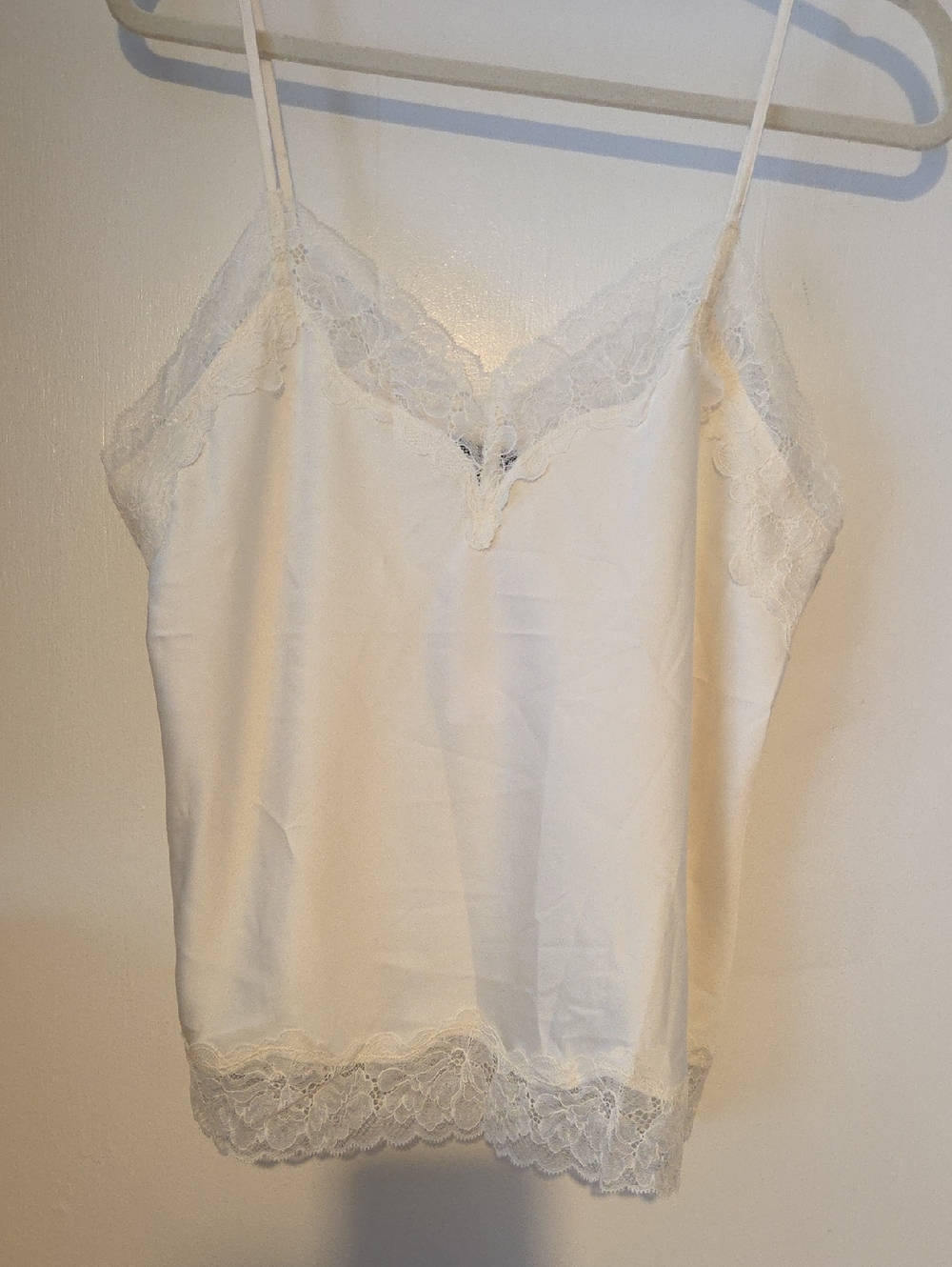 NWT Express Cream Lace Trim Satin Cami
